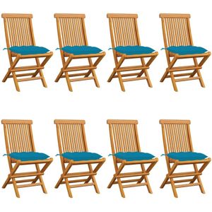 vidaXL - Tuinstoelen - Lichtblauw - Massief Teakhout - Set van 8