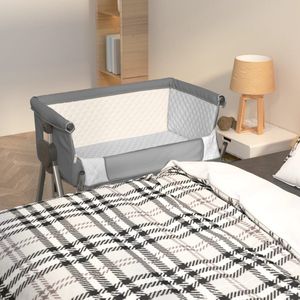 vidaXL - Babybed - met - matras - linnen - donkergrijs