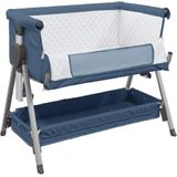 VidaXL Babybox met Matras - Linnen Marineblauw