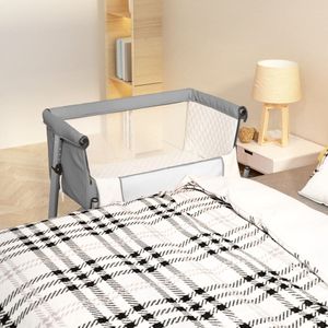 vidaXL - Babybed - met - matras - linnen - lichtgrijs