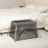 Baby-Laufstall mit Matratze Dunkelgrau Leinenstoff Vidaxl
