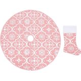 vidaXL - Kerstboomrok - luxe - met - sok - 122 - cm - stof - roze