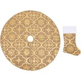 vidaXL Luxus-Weihnachtsbaumdecke mit Socke Gelb 90 cm Stoff