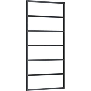 vidaXL Schuifdeur 90x205 cm ESG-glas en aluminium zwart