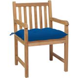 vidaXL Tuinstoelen 6 st met blauwe kussens massief teakhout - 3073056