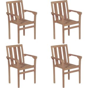 Vidaxl - Stapelbare Gartenstühle mit Kissen 4 Stk. Massivholz Teak