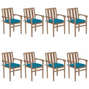 Vidaxl - Stapelbare Gartenstühle mit Kissen 8 Stk. Massivholz Teak