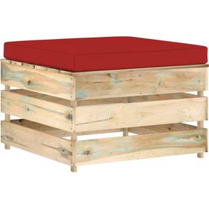 vidaXL - Hocker - sectioneel - met - kussen - groen - geÃ¯mpregneerd - hout