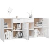 VidaXL Dressoir 160x36x75 cm Hoogglans Wit - Spaanplaat