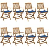 vidaXL - Tuinstoelen - 8 - st - inklapbaar - met - kussens - massief - acaciahout