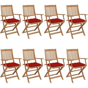vidaXL Klappbare Gartenstühle 8 Stk. mit Kissen Massivholz Akazie