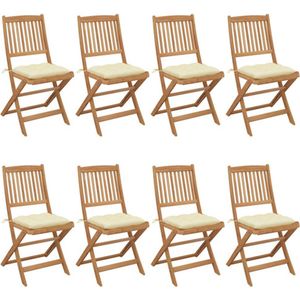 vidaXL - Tuinstoelen - 8 - st - inklapbaar - met - kussens - massief - acaciahout