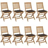 VidaXL Tuinstoelen 8 st inklapbaar met kussens - Massief Acaciahout