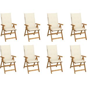 vidaXL Klappbare Gartenstühle mit Kissen 8 Stk. Massivholz Akazie