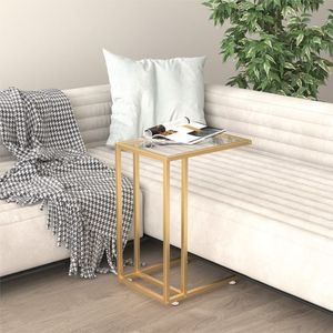 vidaXL - Computer - bijzettafel - 50x35x65 - cm - gehard - glas - transparant