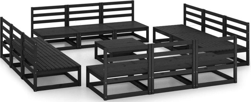 Vidaxl - 13-tlg. Garten-Lounge-Set Schwarz Massivholz Kiefer