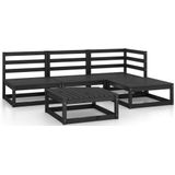 vidaXL-5-delige-Loungeset-massief-grenenhout-zwart