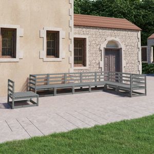 vidaXL - Loungeset - Massief Grenenhout - Grijs