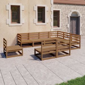 vidaXL - 9-delige - Loungeset - massief - grenenhout - honingbruin