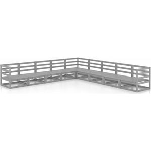 vidaXL - 9-delige Loungeset - Grijs - Massief Grenenhout