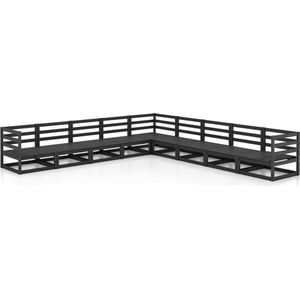 vidaXL - 9-delige - Loungeset - massief - grenenhout - zwart