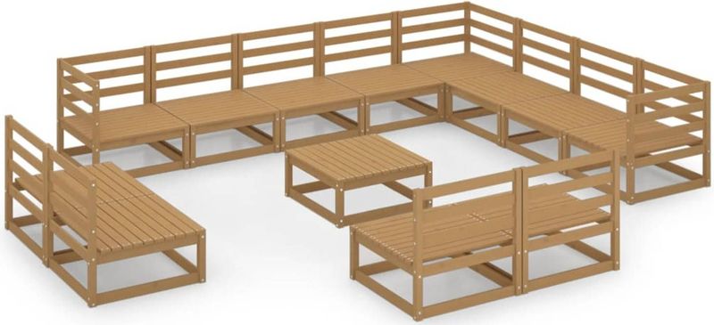 Vidaxl - 13-tlg. Garten-Lounge-Set Honigbraun Massivholz Kiefer