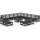 Vidaxl - 14-tlg. Garten-Lounge-Set Schwarz Massivholz Kiefer