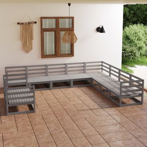 vidaXL - Loungeset - Massief Grenenhout - Grijs