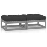 Gartenhocker mit Kissen 2 Stk. Massivholz Kiefer Vidaxl
