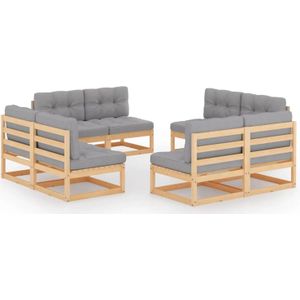 VidaXL 8-delige Loungeset met Kussens - Massief Grenenhout