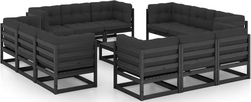 Vidaxl - 13-tlg. Garten-Lounge-Set mit Kissen Massivholz Kiefer