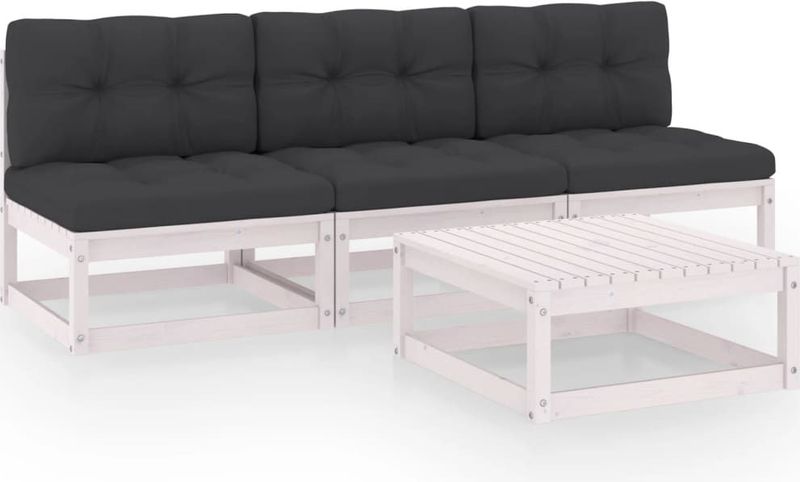 vidaXL 4-tlg. Garten-Lounge-Set mit Kissen Kiefer Massivholz