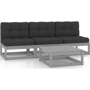 4-tlg. Garten-Lounge-Set mit Kissen Kiefer Massivholz vidaXL