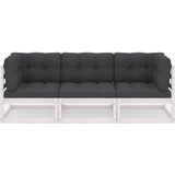 3-Sitzer-Gartensofa mit Kissen Kiefer Massivholz Vidaxl