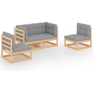 Vidaxl - 4-tlg. Garten-Lounge-Set mit Kissen Kiefer Massivholz