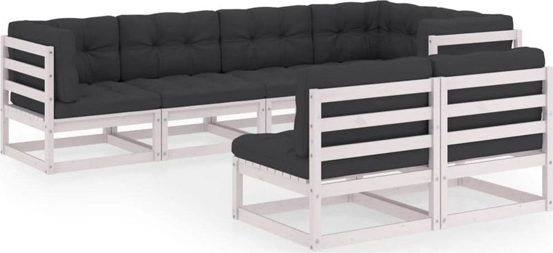 Vidaxl - 7-tlg. Garten-Lounge-Set mit Kissen Massivholz Kiefer
