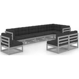 VidaXL Loungeset 9-delig met Kussens Massief Grenenhout