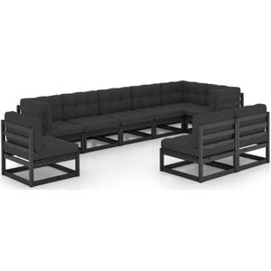 vidaXL 9-tlg. Garten-Lounge-Set mit Kissen Massivholz Kiefer