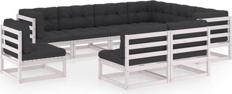 Vidaxl - 9-tlg. Garten-Lounge-Set mit Kissen Weiß Massivholz Kiefer