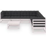 VidaXL 8-delige Loungeset met Kussens - Massief Grenenhout Wit