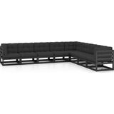 vidaXL-8-delige-Loungeset-met-kussens-massief-grenenhout-zwart