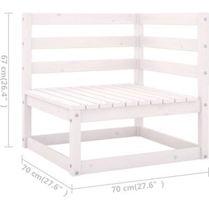 VidaXL Loungeset 9-delig met Kussens Massief Grenenhout Wit