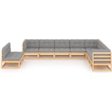 VidaXL Loungeset 10-delig met Kussens - Massief Grenenhout