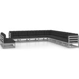 Vidaxl - 11-tlg. Garten-Lounge-Set mit Kissen Grau Kiefer Massivholz
