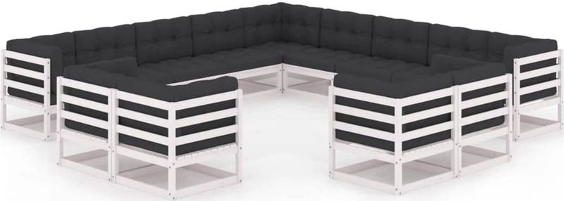 Vidaxl - 13-tlg. Garten-Lounge-Set mit Kissen Weiß Massivholz Kiefer