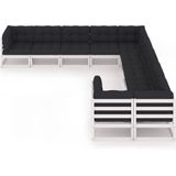 vidaXL 10-delige Loungeset met kussens massief grenenhout wit