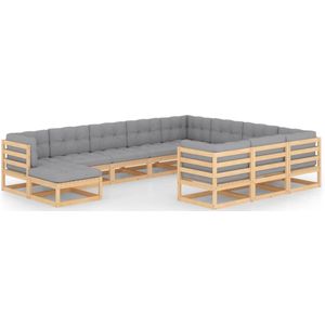 vidaXL 11-tlg. Garten-Lounge-Set mit Kissen Kiefer Massivholz