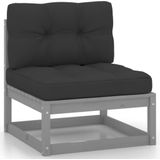 Vidaxl - 10-tlg. Garten-Lounge-Set mit Kissen Grau Massivholz Kiefer
