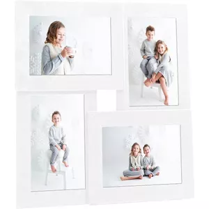 Delamiya Fotolijst voor 4 foto's, 10 x 15 cm, opvouwbare houten fotolijst, portretlijst, lijst voor bureau of familie, bruiloft, geschenken, cadeau voor moeder, vriend (zwart, viervoudig