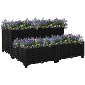 vidaXL Plantenpotten 24 pcs Zwart 39 x 32 cm Kunststof - Bloembakken en Plantenbakken